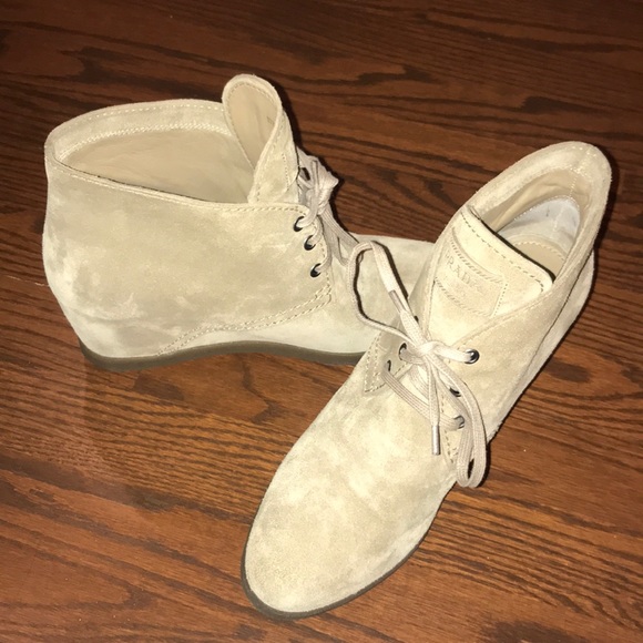 Prada Shoes - PRADA leather wedge half-boot